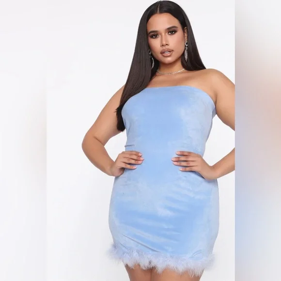 Fashion Nova | Dresses | Fashion Nova Velour Tube Top Mini Dress | Poshmark